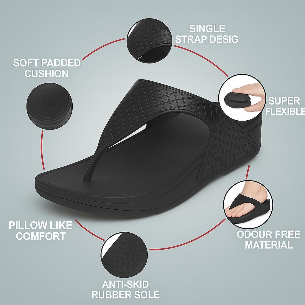 Ortho Joy Eva Slipper For Women || Waterproof & Everyday Flip Flops For Ladies || Slippers With Cushion Foot Bed || Anti-Slip Sole || Sweat Free