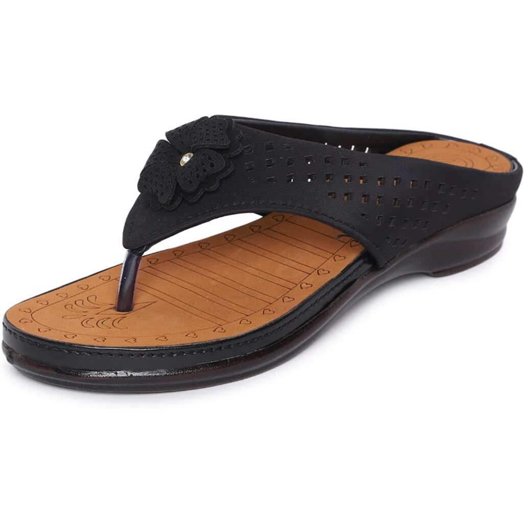 Ortho Joy Women's Doctor Orthopedic Soft Slippers - Black