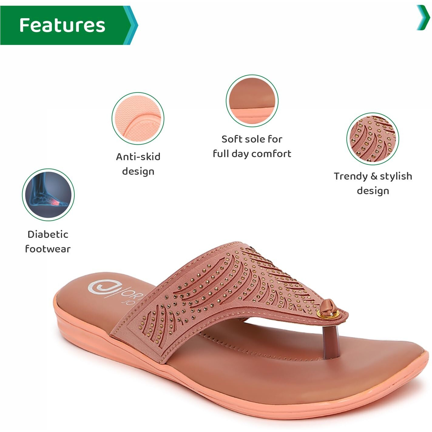 Ortho Joy Fancy Doctor Slipper For Women | Fancy Comfortable Footwear For Women Pink Color