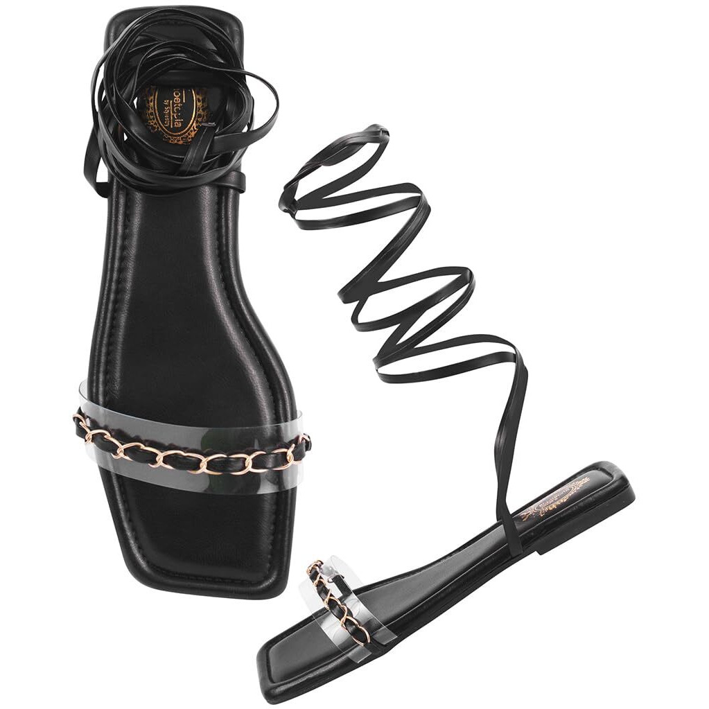 Shoetopia Women's Flat Sandal-3 Kids Uk (Girls-Riya-Black)-Eu36