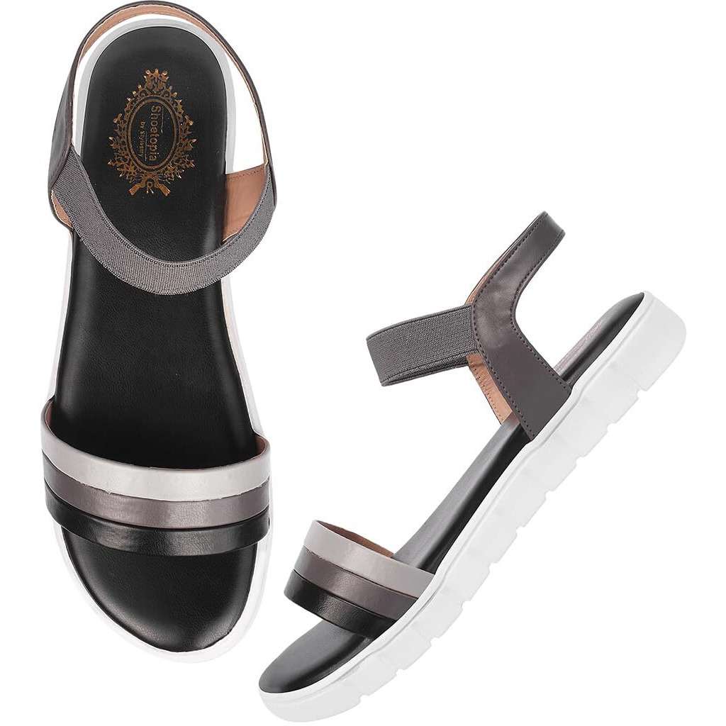 Shoetopia Women's Flat Sandal-8 Kids Uk (Snd-Time-Black)-Eu41