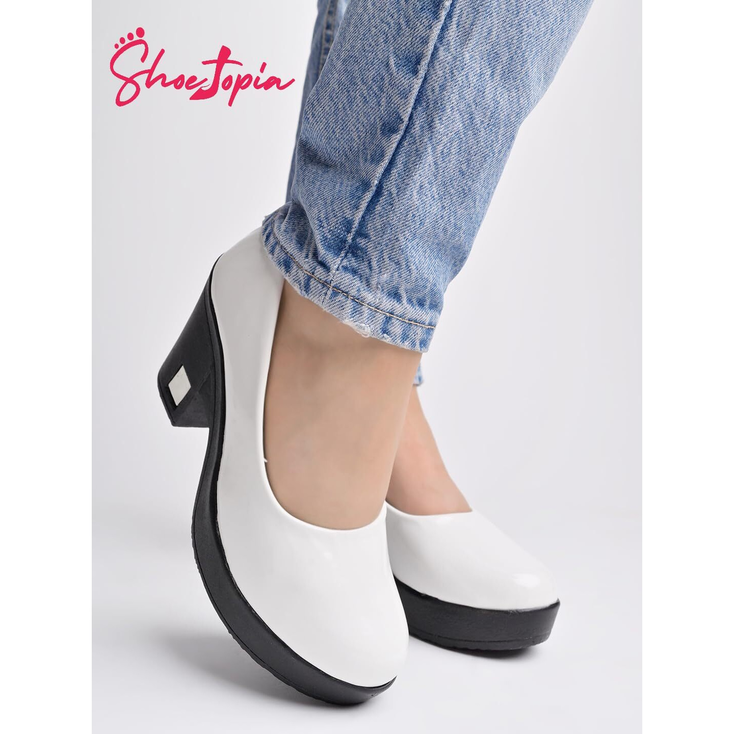 Shoetopia Solid White Pumps For Girls-Eu37