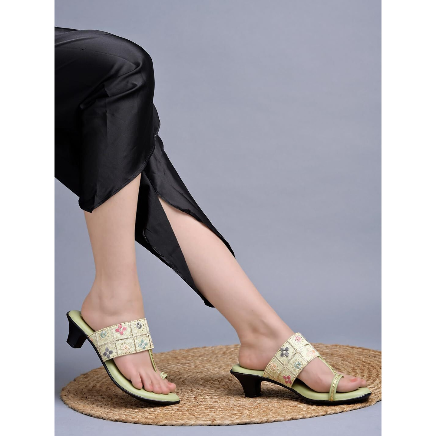 Shoetopia Classic Heeled Green Kolhapuri For Women & Girls /Eu42