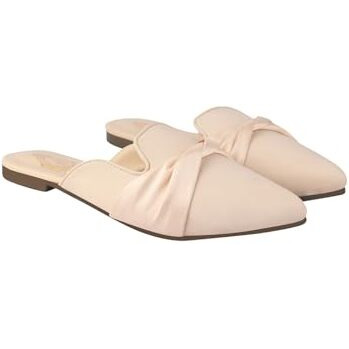 Shoetopia Women's Creamslip-On Mules  Pointed Toe Flats With Satin Ribbon Detailing | Stylish Casual & Office Eu40