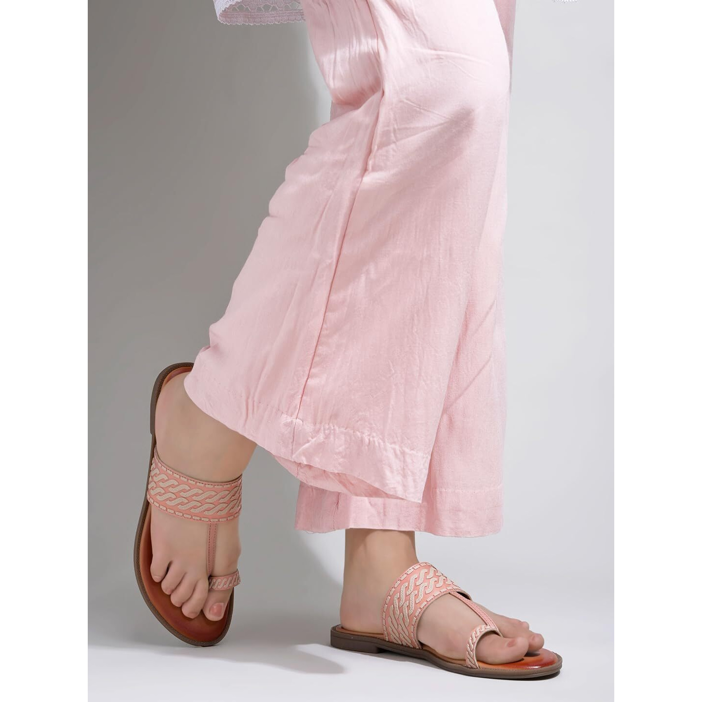 Shoetopia Women's Kolhapuri-166 Flat Sandal-4 Kids Uk (Kolhapuri-166-Peach)-Eu37
