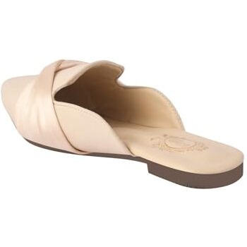 Shoetopia Women's Creamslip-On Mules  Pointed Toe Flats With Satin Ribbon Detailing | Stylish Casual & Office Eu38