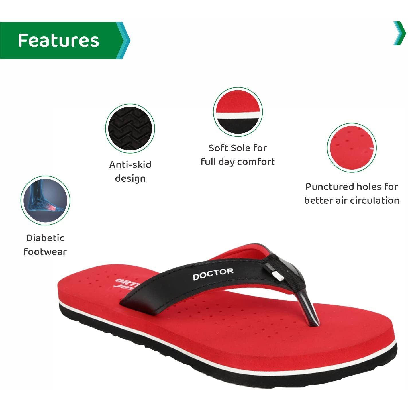 Ortho Joy Extra Soft Women's Orthopaedic Comfort Fit Slippers For Women's Daily Use - Orth_Wsp09_Red_04