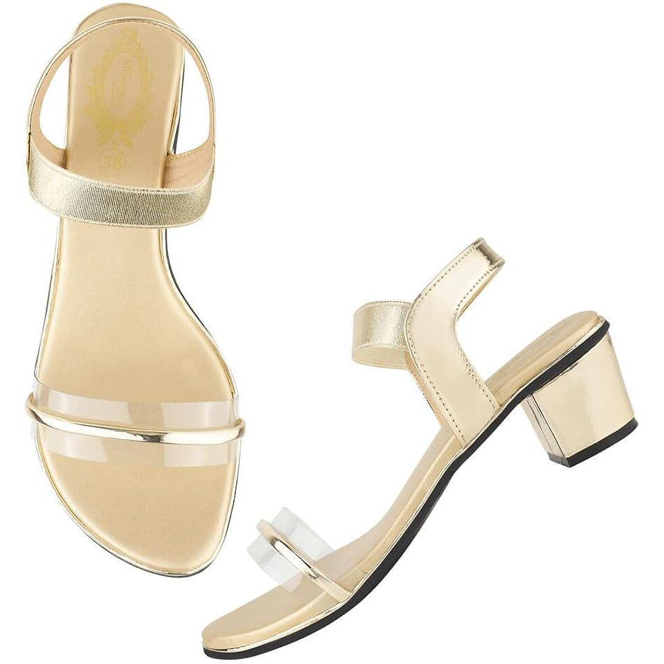 Shoetopia Women's Heel-1414 Heeled Sandal-7 Kids Uk (Heel-1414-Golden)-Eu40