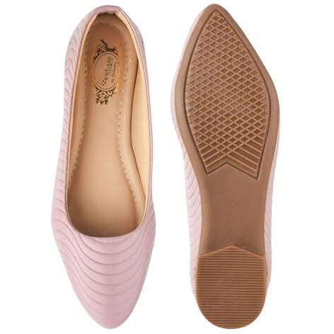 Shoetopia Women's Mauvetextured Bellies  Elegant Slip-On Flats With Wavy Design For Daily, Office & Casual Eu37 Purple
