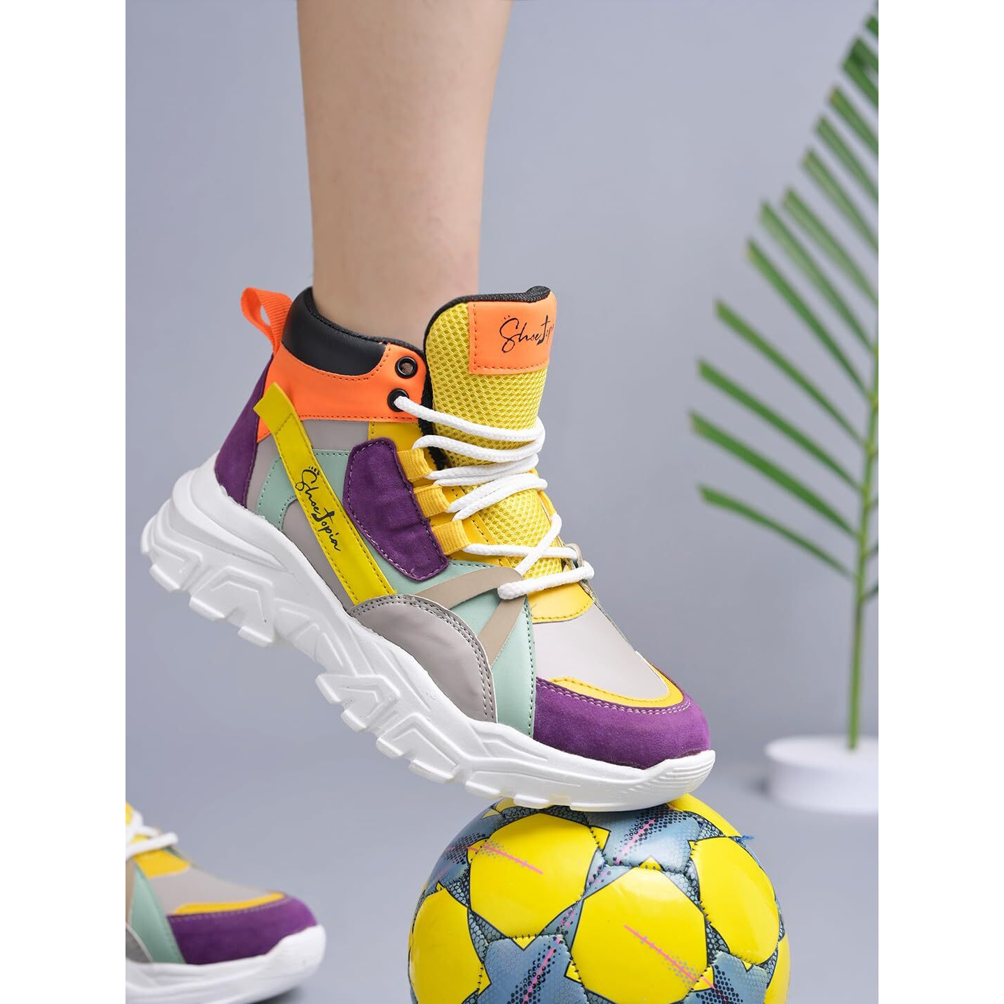 Shoetopia Smart High Top Casual Lace-Up Multi Sneakers For Women & Girls /Eu41