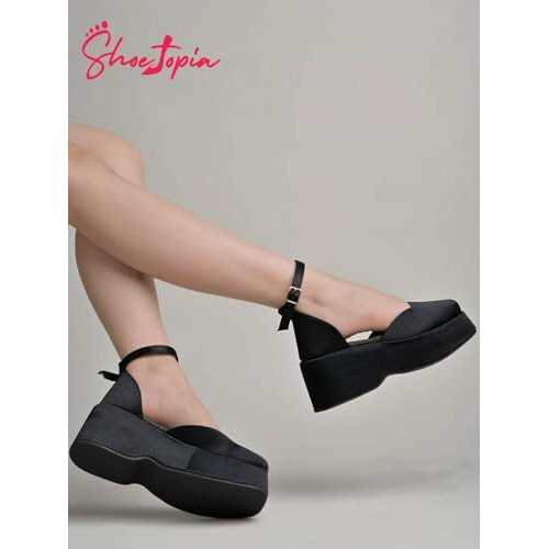 Shoetopia Stylish Black Chic Pumps For Girls-Eu41