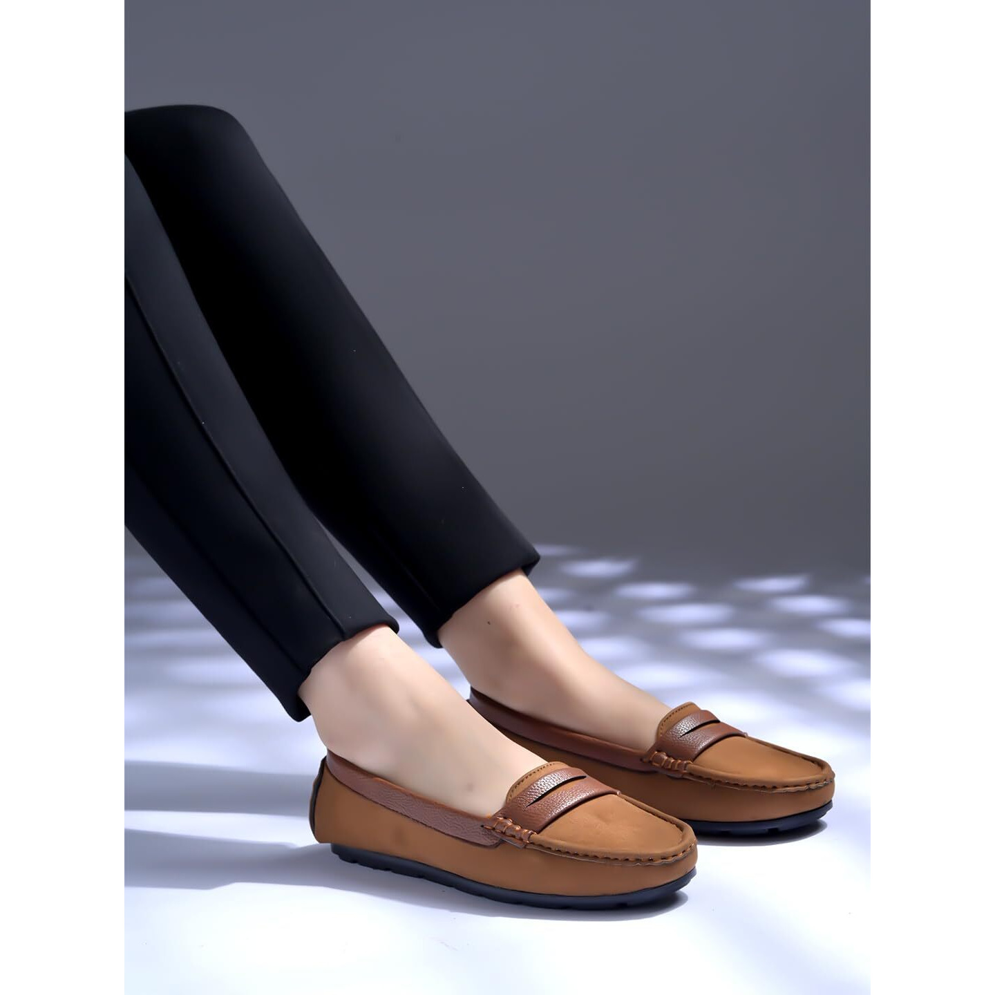 Shoetopia Upper Suede Detailed Tan Loafers For Women & Girls /Eu40