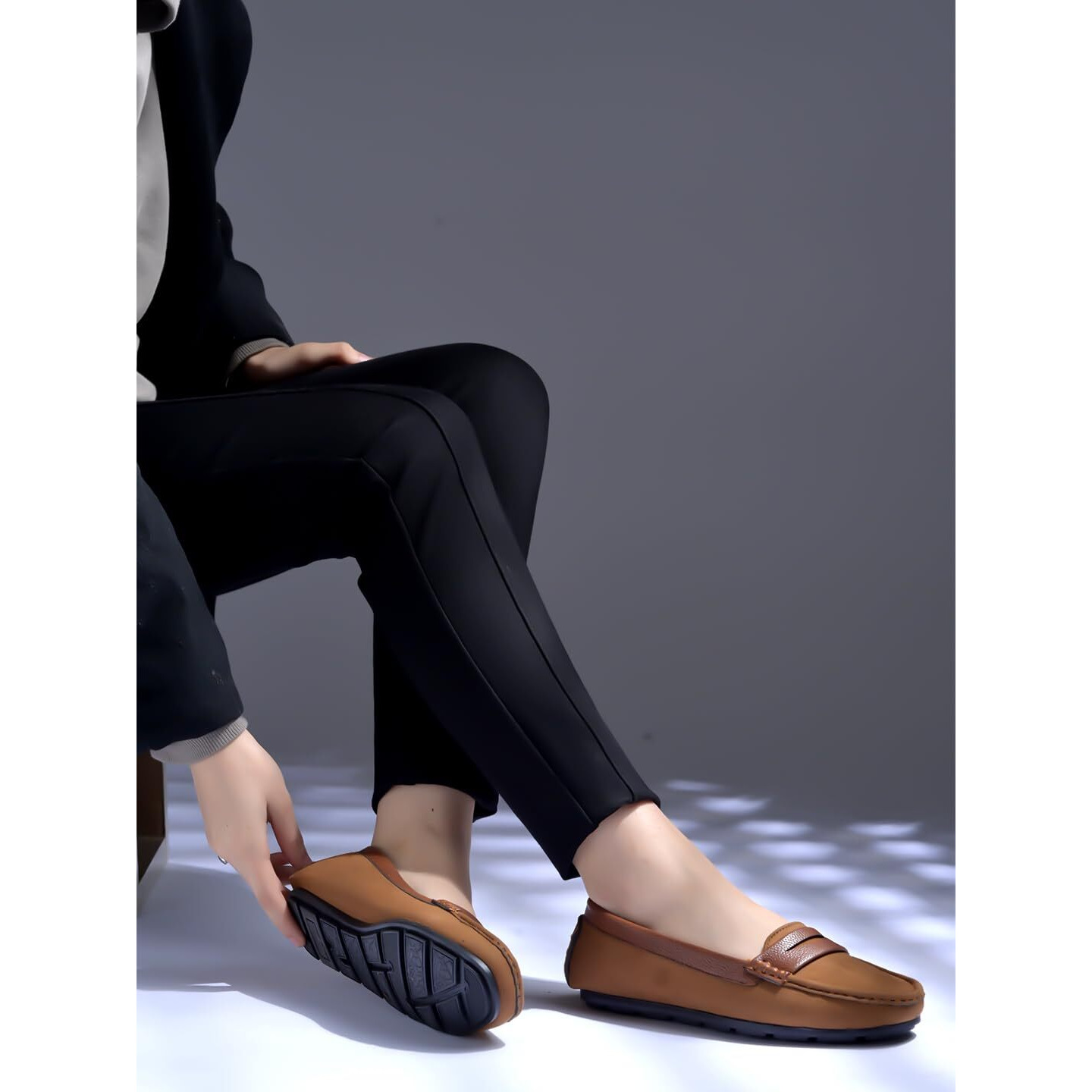Shoetopia Upper Suede Detailed Tan Loafers For Women & Girls /Eu40