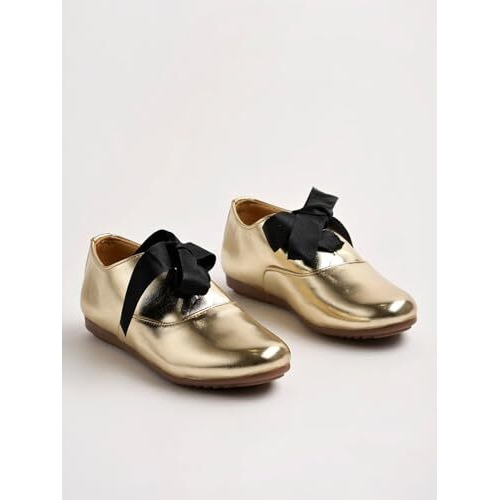 Shoetopia Girls Priya Golden Dress Shoe - 5 Uk (Girls-Priya-Golden)