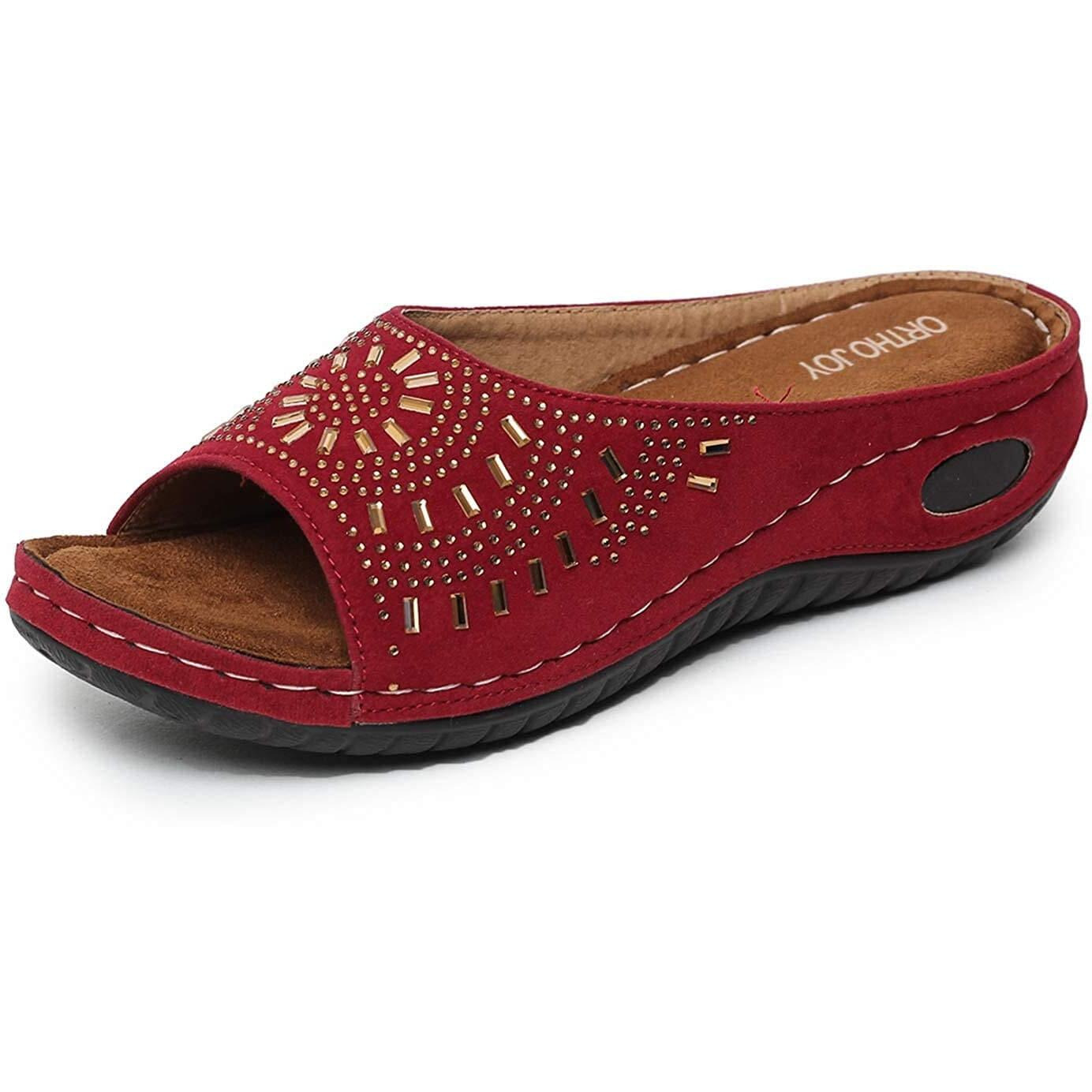 Ortho Joy Women's Cherry Faux Leather Slipper - 3 Uk