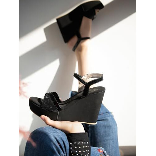 Shoetopia Girls Girls-Sandal-1400 Black Heeled Sandal - 8 Uk (Girls-Sandal-1400-Black)