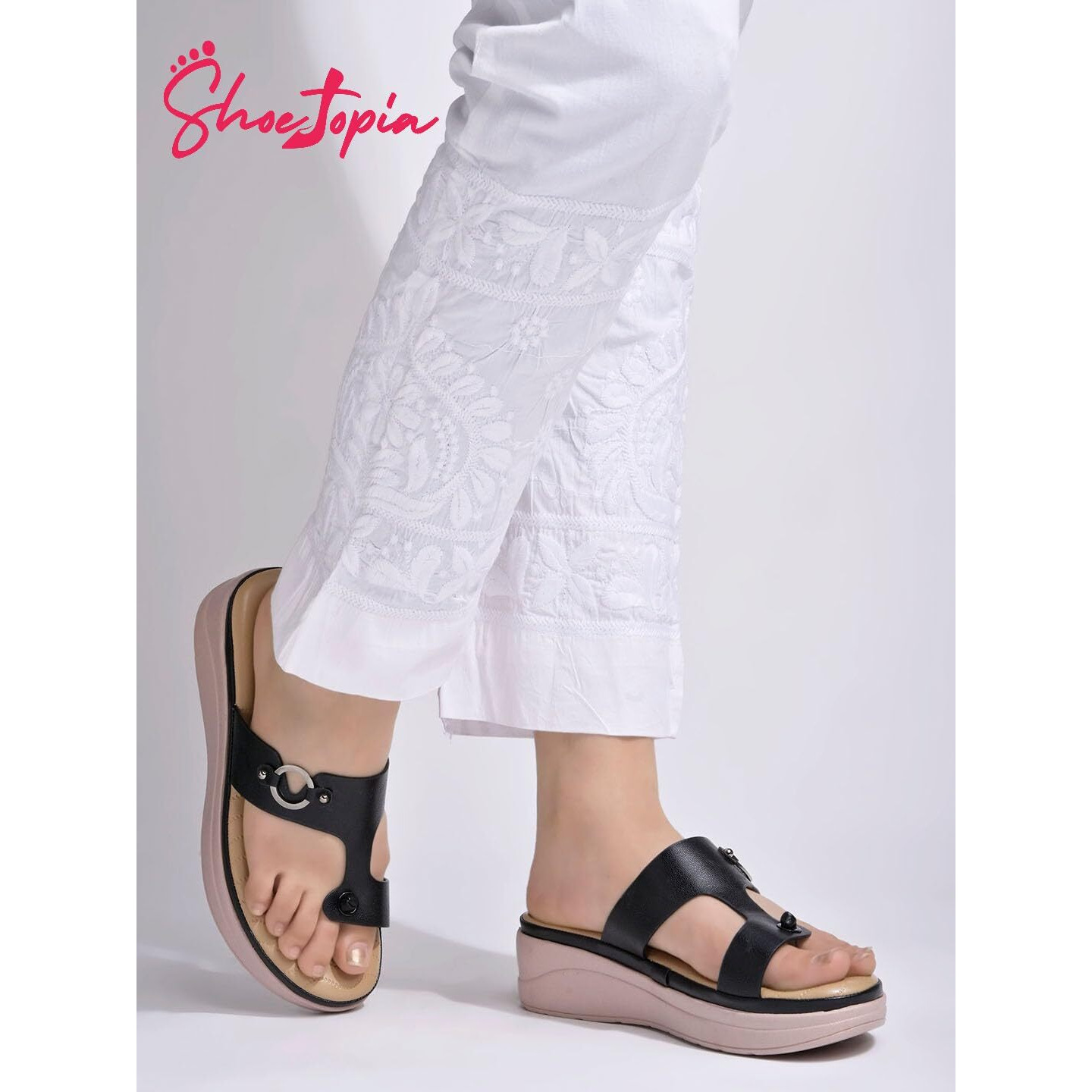 Shoetopia Women's S-2077 Heeled Sandal-7 Kids Uk (S-2077-Black)-Eu40