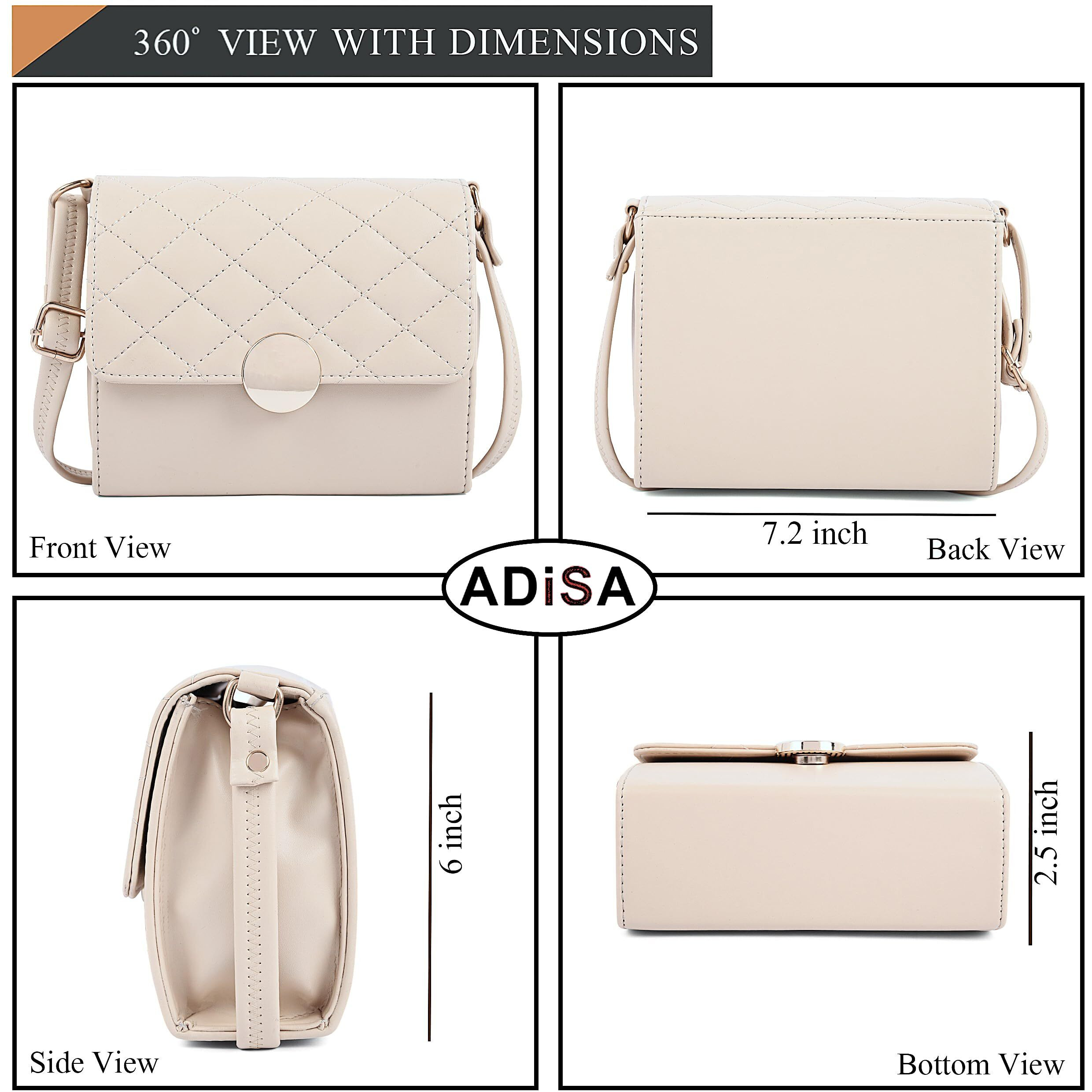 Adisa Women's Girls Quilted Round Gold Sling Bag (Sl5149-Cre)