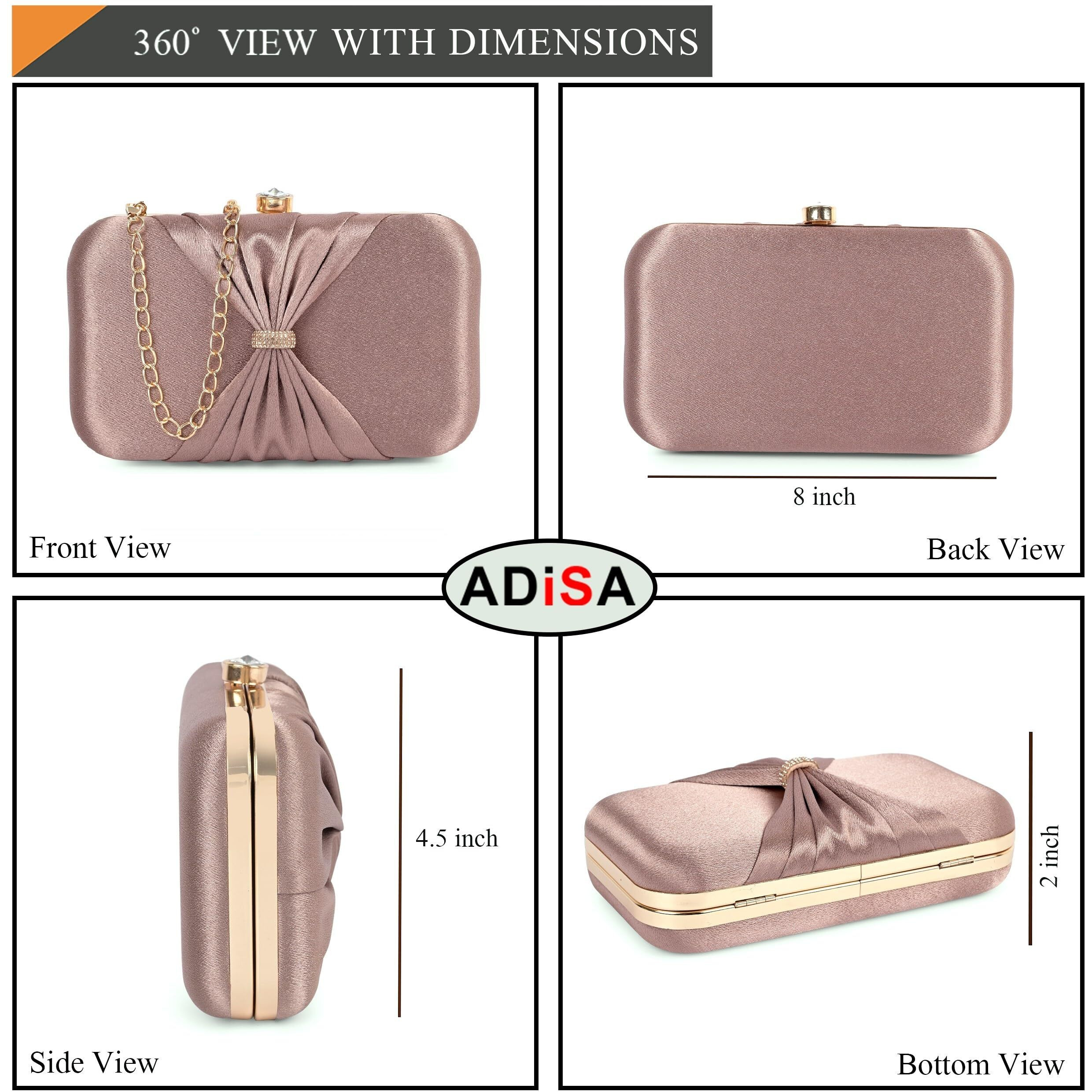 Adisa Bow Formal Party Clutch With Gold Chain For Women And Girls (Cl102-Bro)