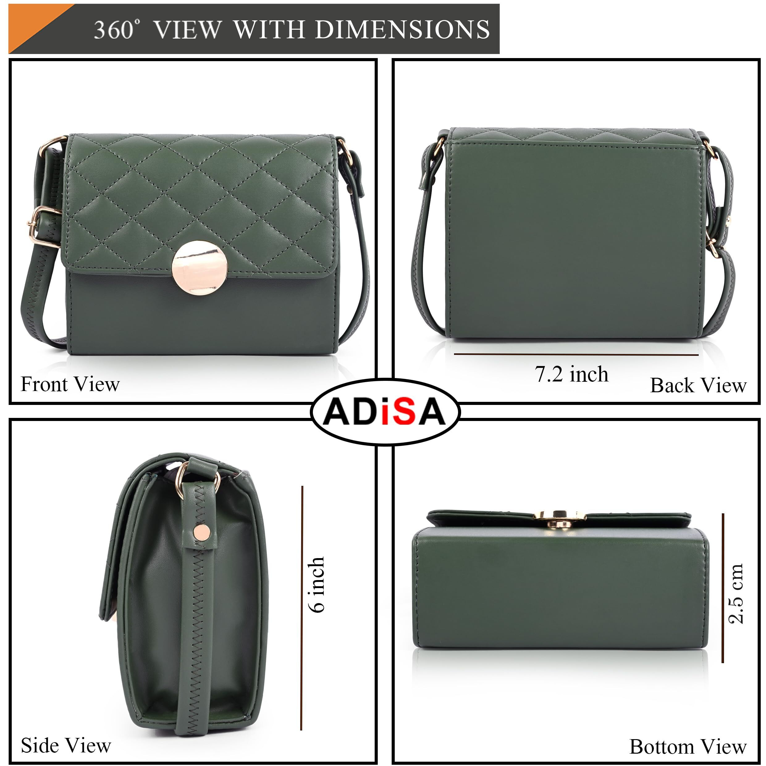 Adisa Women's Girls Quilted Round Gold Sling Bag (Sl5149-D.Grn)