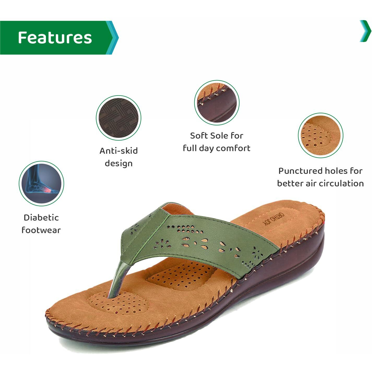 Ortho Joy Extra Soft Women's Doctor Ortho Slippers/Flip-Flops