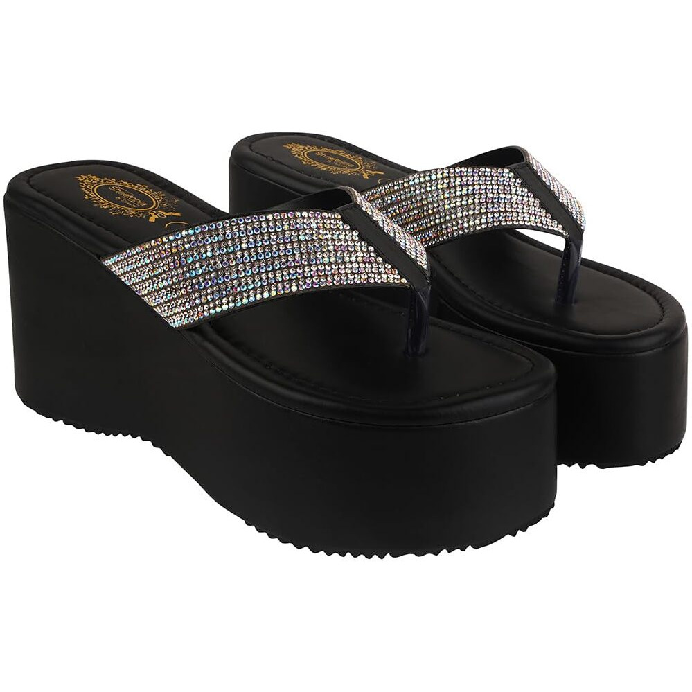 Shoetopia Girls Pacific Black Wedge Sandal - 2 Uk (Girls-Pacific-Black)