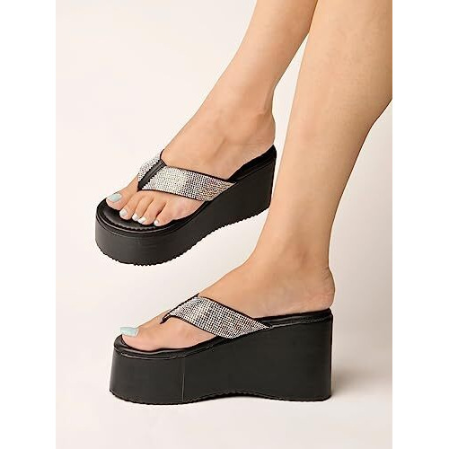 Shoetopia Girls Pacific Black Wedge Sandal - 2 Uk (Girls-Pacific-Black)
