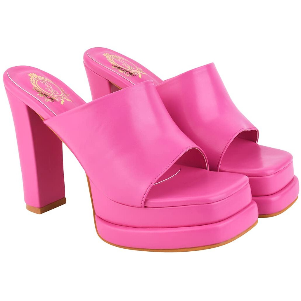 Shoetopia Stylish Solid Pink Block Heels For Women