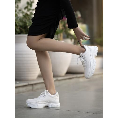Shoetopia Girls Sporty White Casual Shoe - 4 Uk (Girls-Sporty-White)