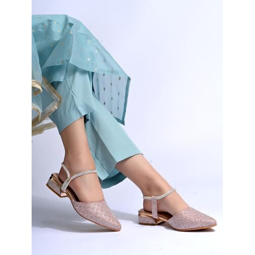 Shoetopia Embellished Buckle Pointed Toe Stylish Pink Pumps For Women & Girls /Eu36
