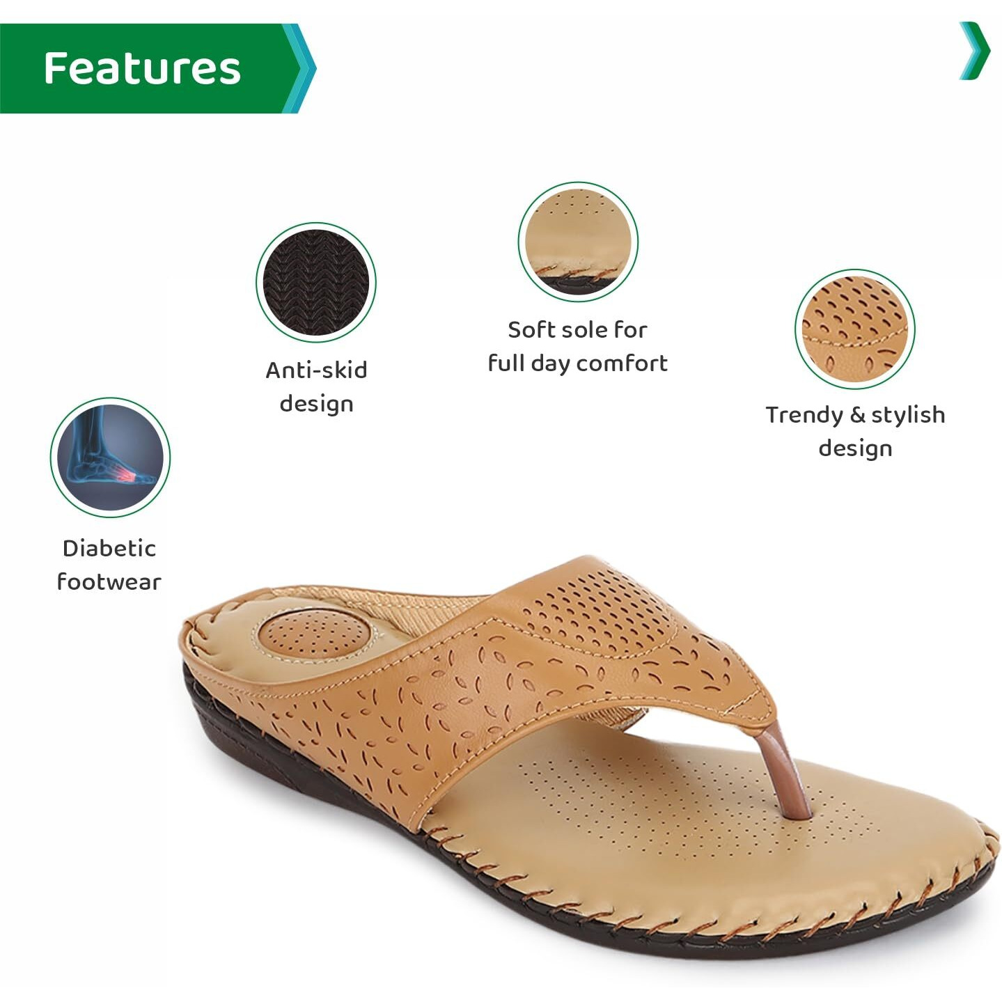 Ortho Joy Doctor Slippers | Soft Fancy Chappal For Women | Comfortable Beige Footwear For Women