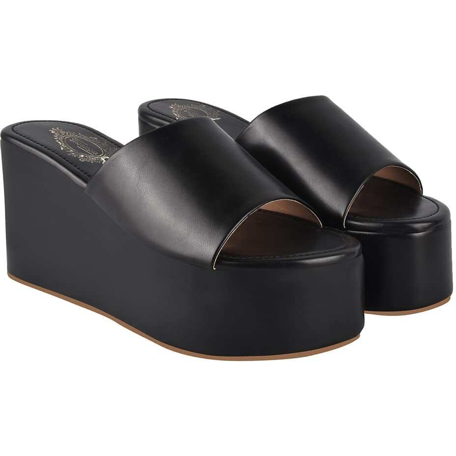 Shoetopia Girls Little Black Wedge Sandal - 2 Uk (Girls-Little-Black)