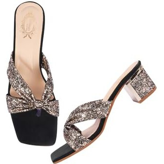 Shoetopia Women's Heeled Sandal-3 Kids Uk (Neha-Black)-Eu36