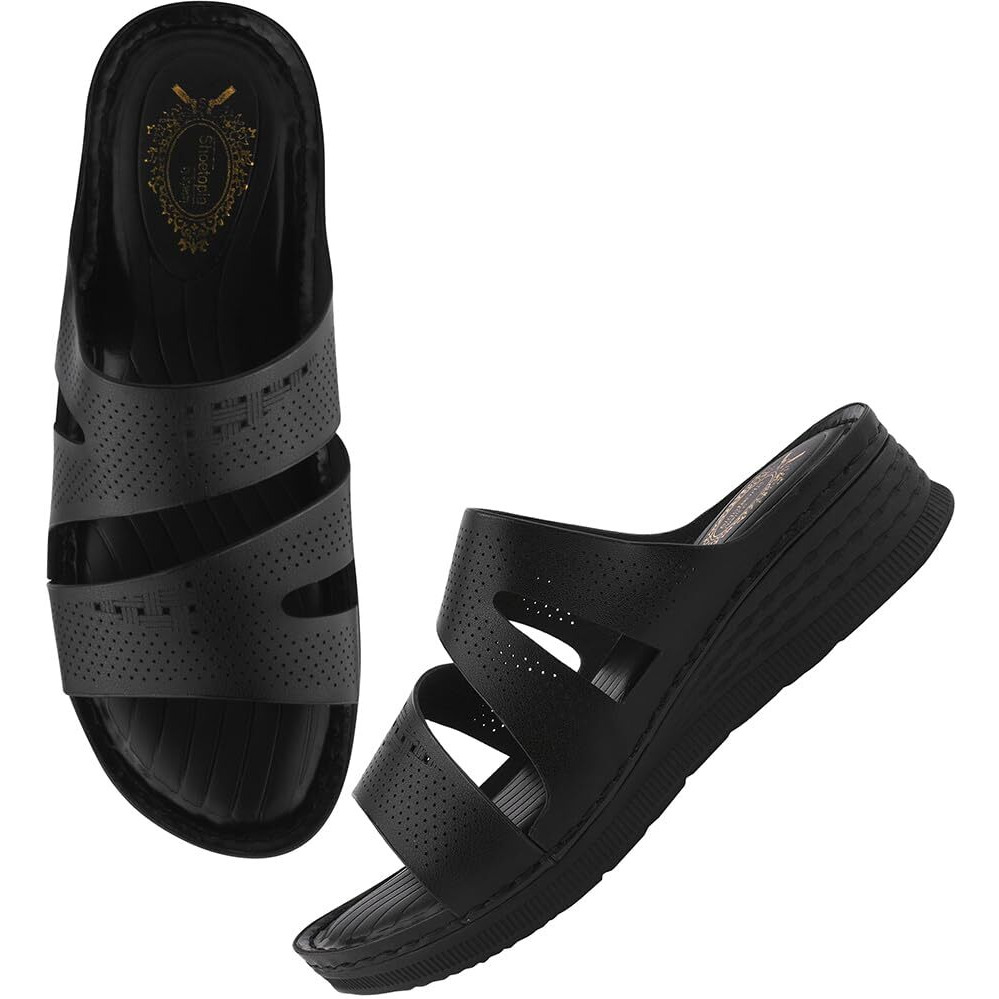 Shoetopia Comfortable Black Doctor Sole Heels For Women & Girls /Eu40