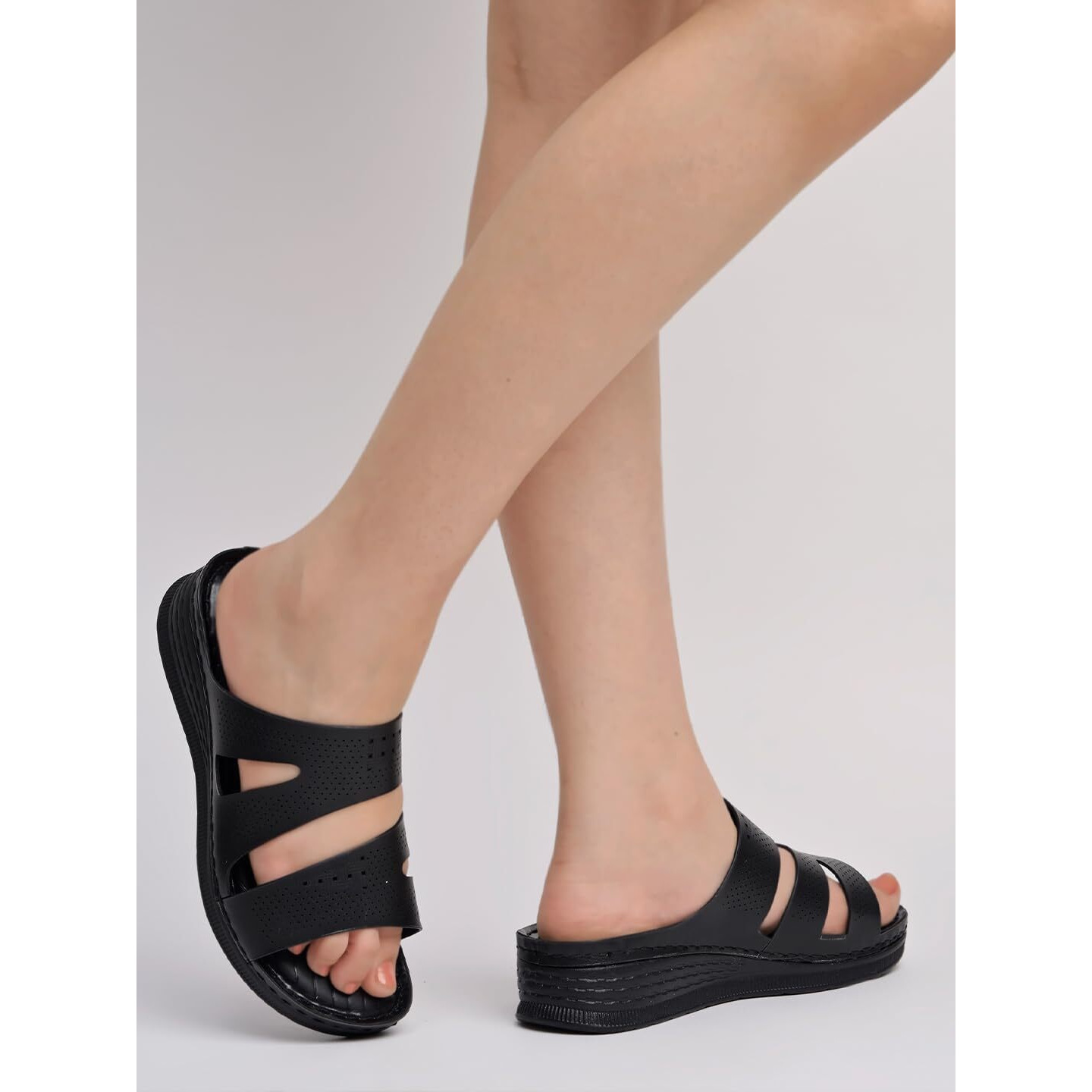 Shoetopia Comfortable Black Doctor Sole Heels For Women & Girls /Eu40