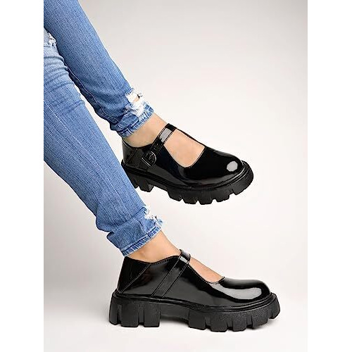 Shoetopia Girls L-111 Black Dress Shoe - 5 Uk (Girls-L-111-Black)