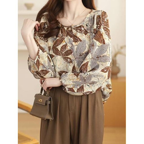 Toplot Women Shirt || Tops For Women || Western Tops For Woman Stylish || Trendy Tops || Oversized (Printed-Top-5233-Brown-Xs)