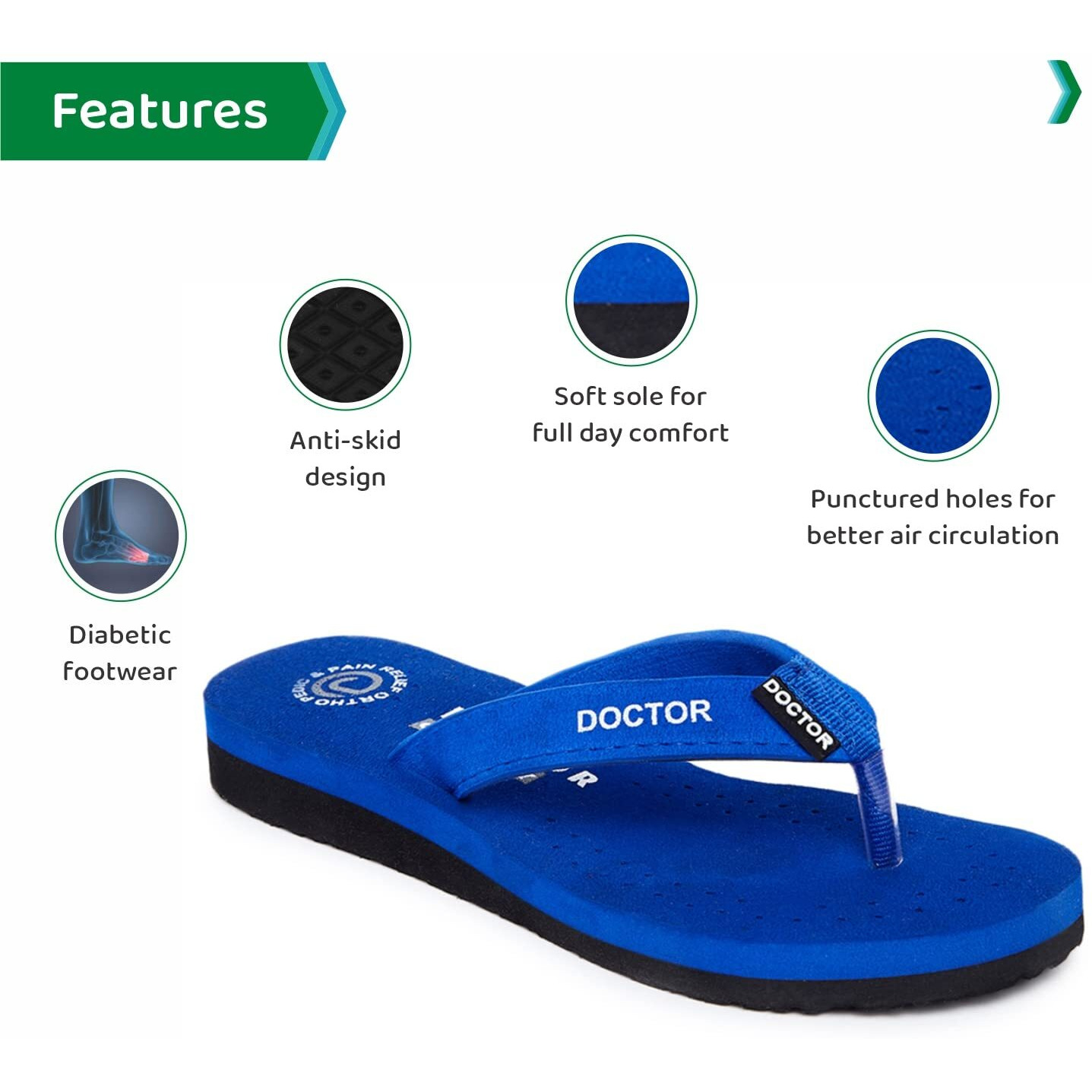 Ortho Joy Doctor Orthopedic Ladies Slippers | Soft Chappal For Women | Comfortable Womems's Slipper | Mcr Chappals For Women Blue Color