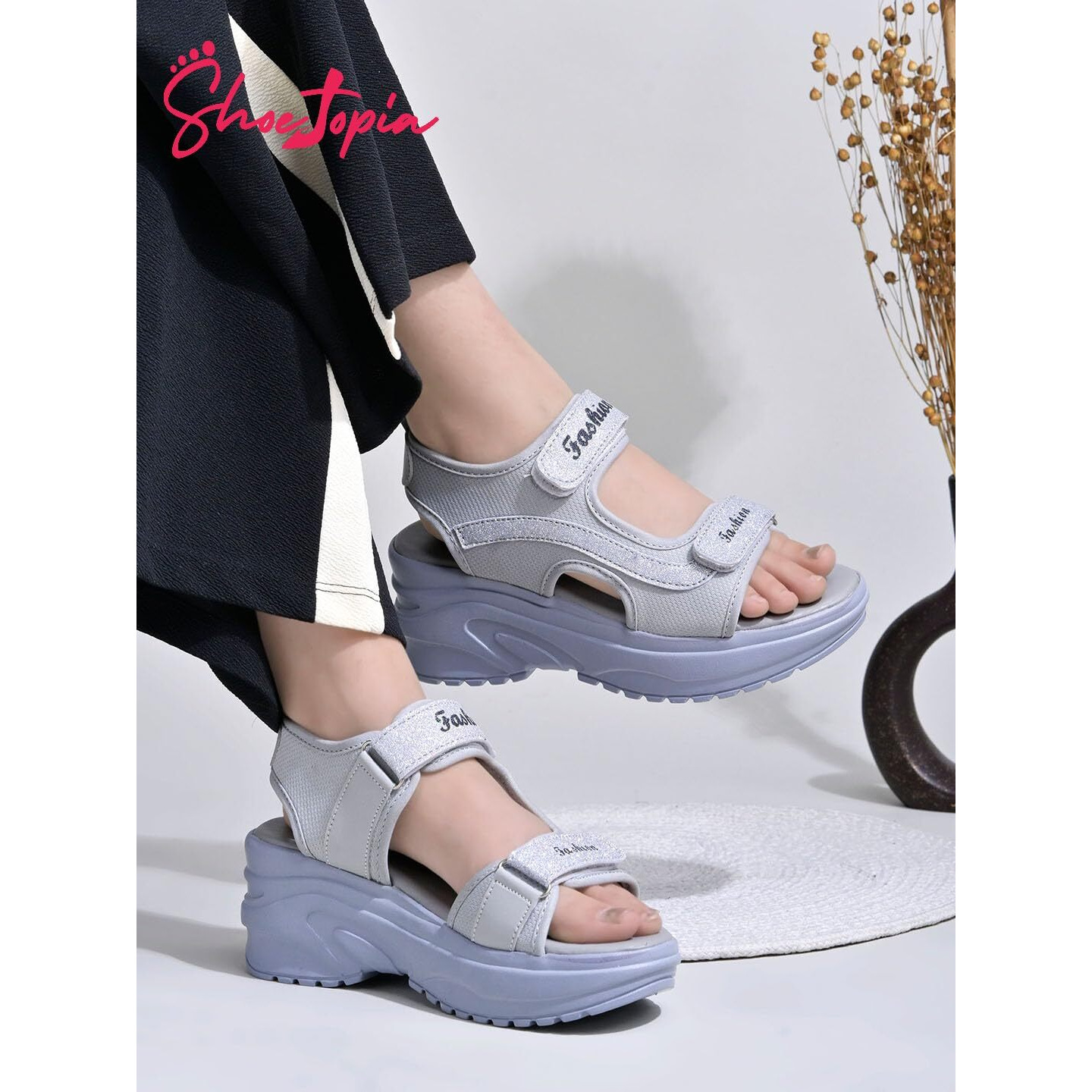 Shoetopia Women's Sandal-7 Kids Uk (Girls-Box-Grey)-Eu40