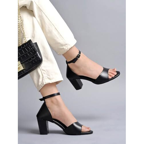 Shoetopia Girls Heel-1313 Black Heeled Sandal - 5 Uk (Girls-Heel-1313-Black)