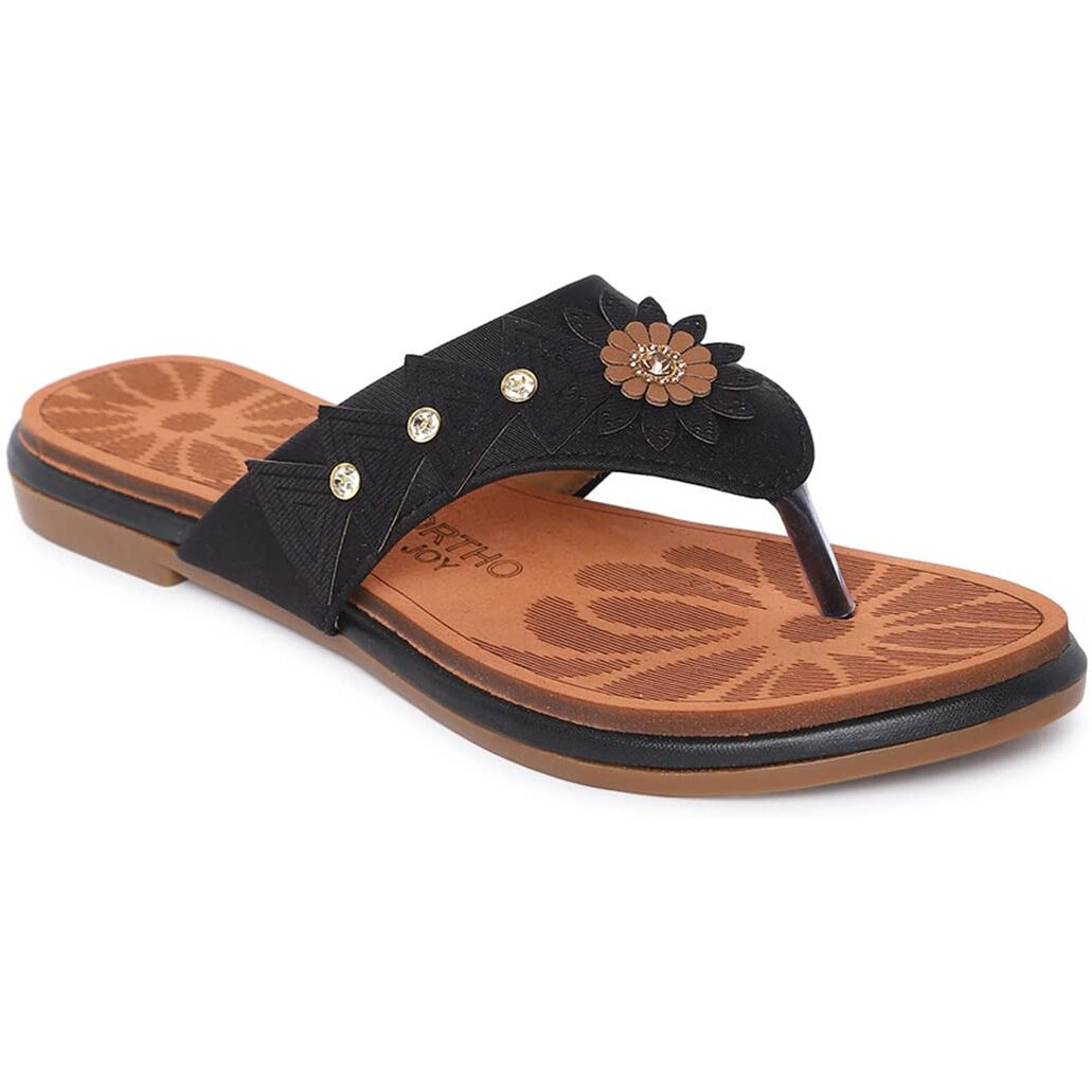 Ortho Joy Extra-Soft Stylish Doctor Slippers For Women Black Color