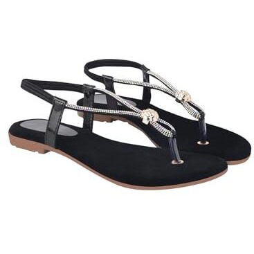 Shoeopia Embellished Strap Silver Flat Sandals For Women & Girls /Eu39