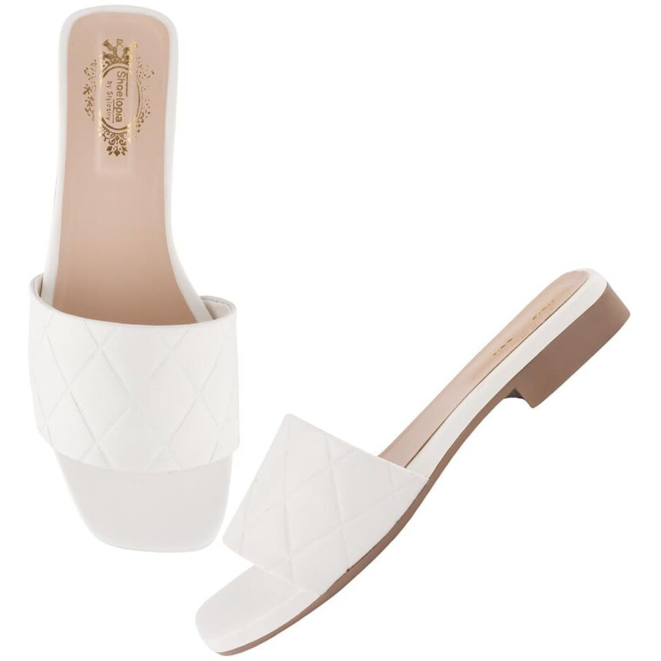 Shoetopia Stylish Embellished White Flats For Women /Eu40
