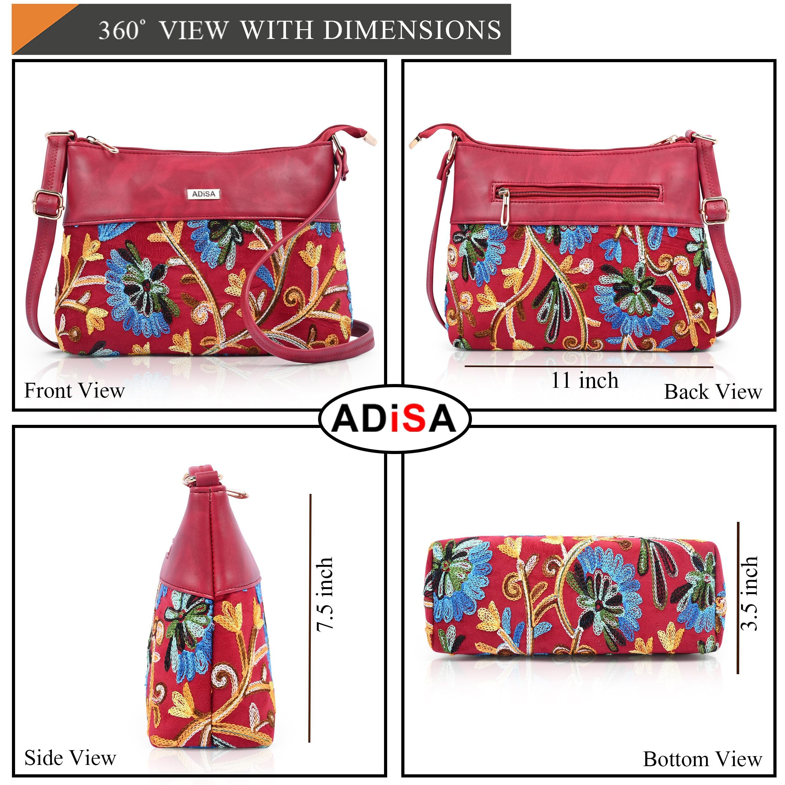 Adisa Women's Girls Embroided Sling Bag (Sl5152-Mar)