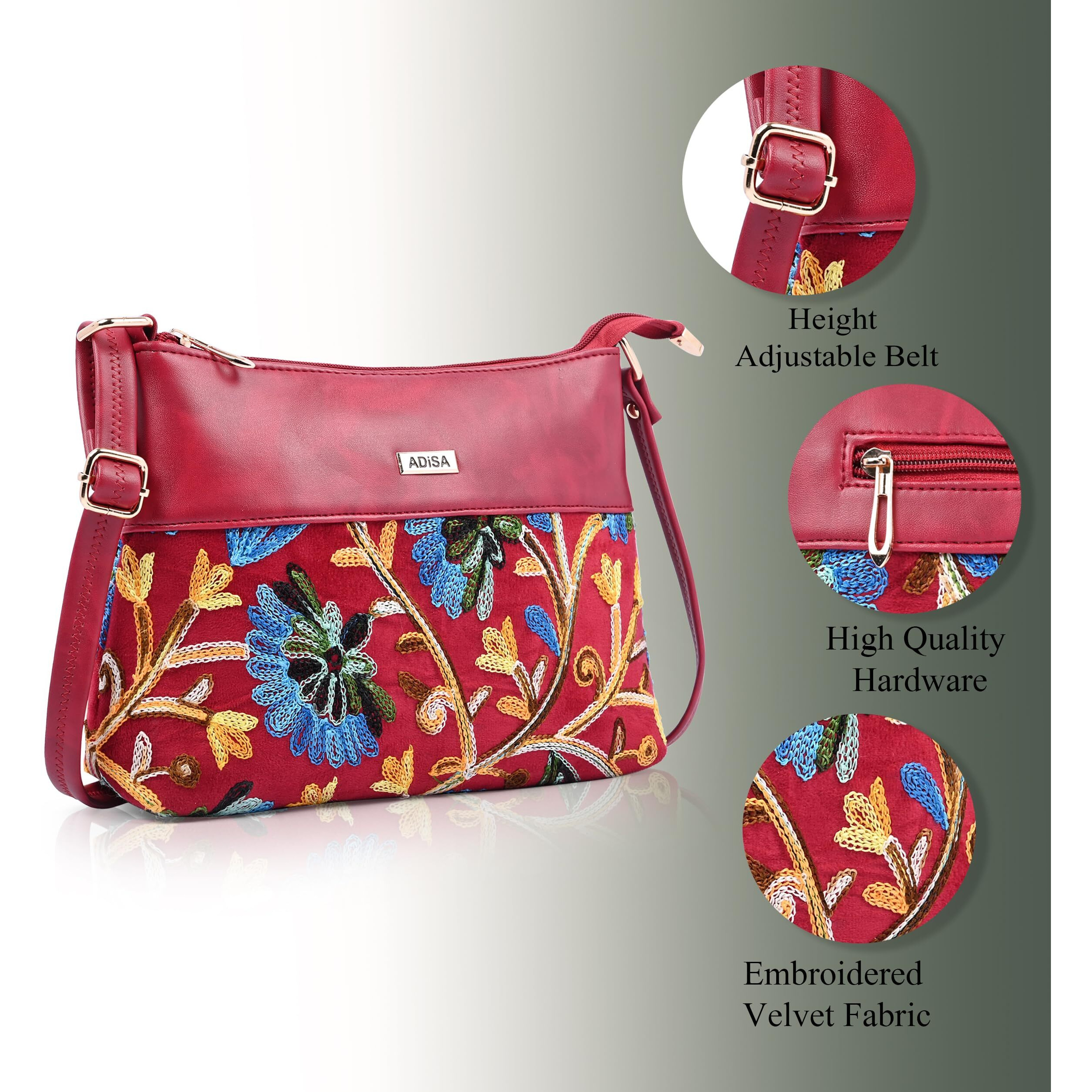 Adisa Women's Girls Embroided Sling Bag (Sl5152-Mar)