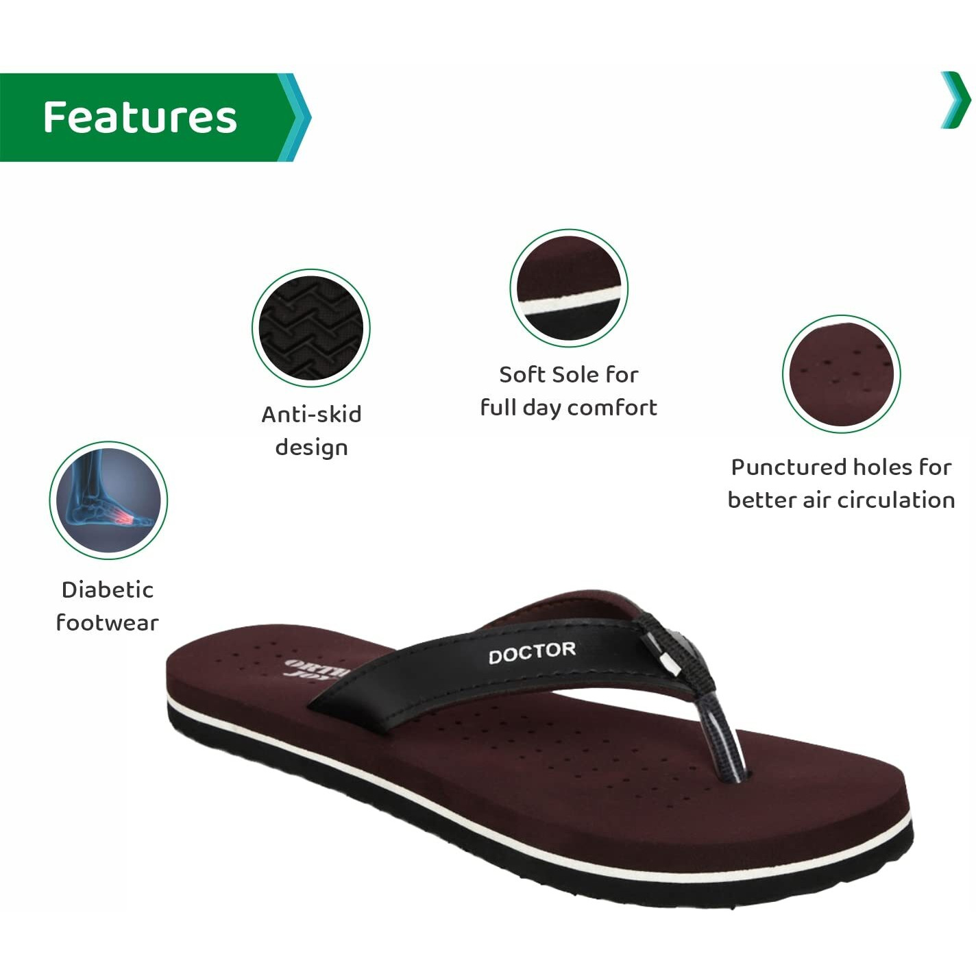 Ortho Joy Extra Soft Women's Orthopaedic Comfort Fit Slippers For Women's Daily Use - Orth_Wsp09_Mrn_03