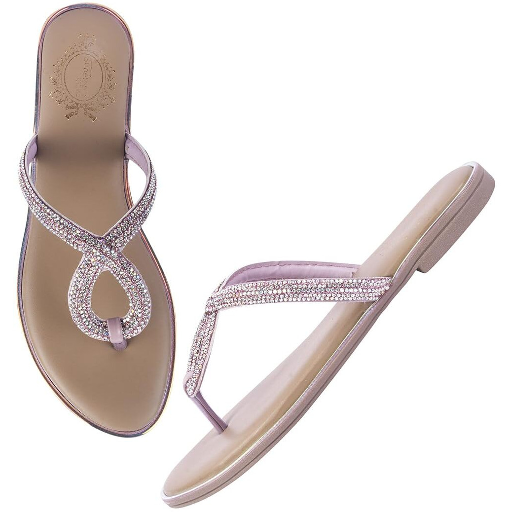 Shoetopia Women's Sandal-6 Kids Uk (Girls-Flat-Circle-Pink)-Eu39