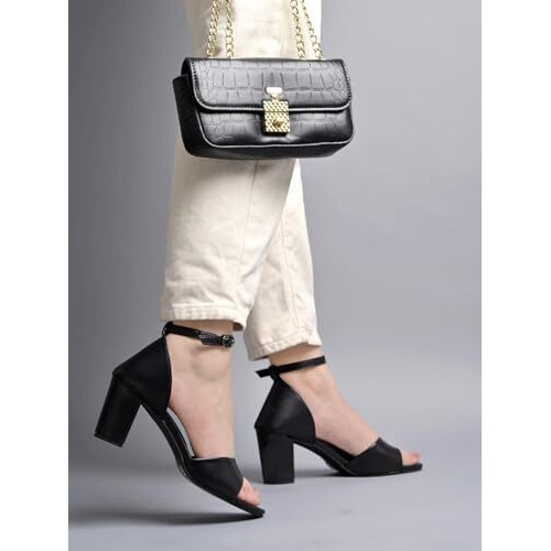 Shoetopia Girls Heel-1313 Black Heeled Sandal - 7 Uk (Girls-Heel-1313-Black)