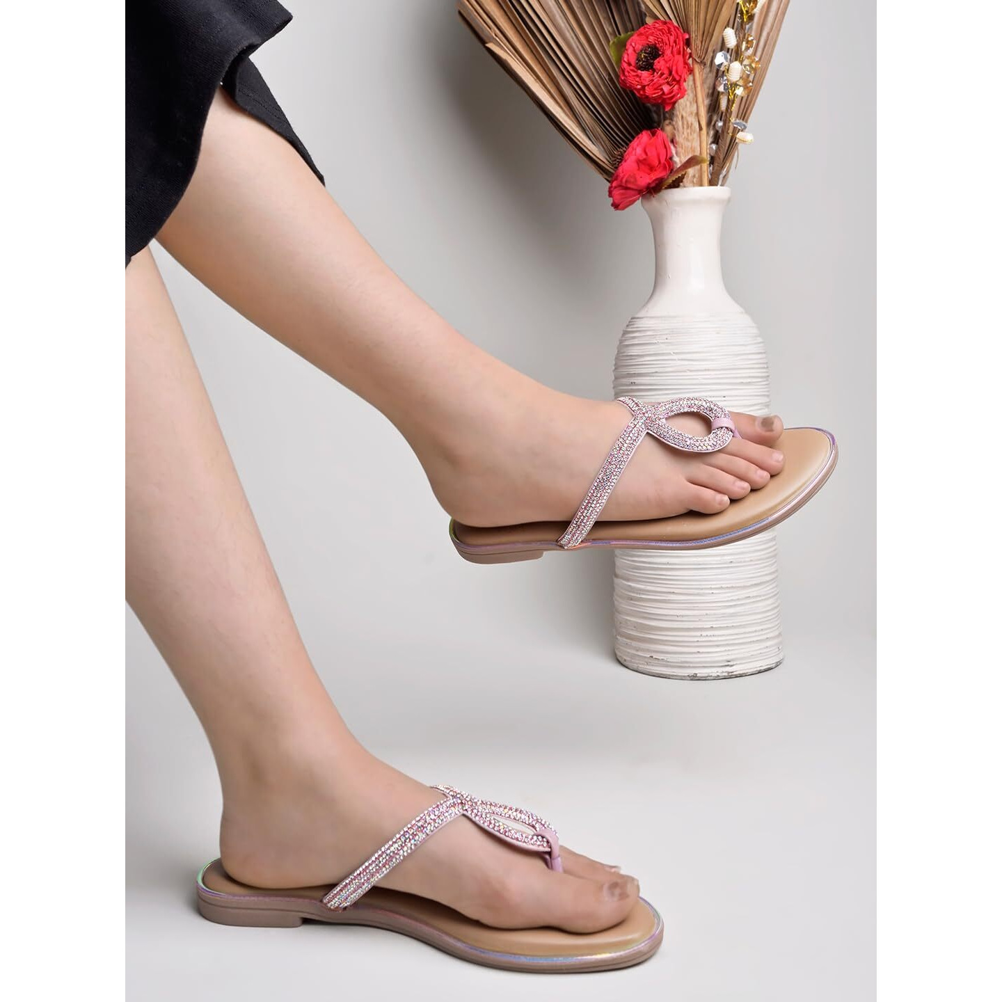 Shoetopia Women's Sandal-4 Kids Uk (Flat-Circle-Pink)-Eu37