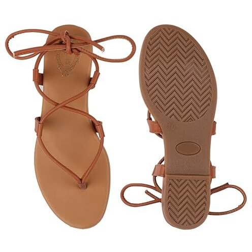 Shoetopia Girls Roman Brown Flat Sandal - 5 Uk (Girls-Roman-Brown)